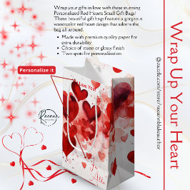 Personalized Red Hearts Small Gift Bag Kleine Geschenktüte
