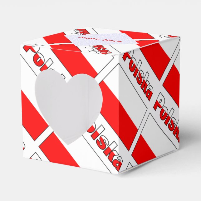 Personalized Red Name Polska Flag Tiled Heart Geschenkschachtel (Vorderseite)
