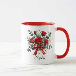 Personalized Red Rose Name Mug Gift Tasse