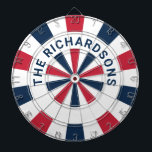 Personalized Red White and Blue 4th of July Dartscheibe<br><div class="desc">Personalized Red White and Blue 4th of July Dart Board.
Make it yours with easy customization. Need a custom order? Just send us a message, we’re here to help. Kindly note that response times may vary slightly due to the time difference.</div>