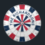 Personalized Red White and Blue 4th of July Dartscheibe<br><div class="desc">Personalized Red White and Blue 4th of July Dart Board.

Make it yours with easy customization. Need a custom order? Just send us a message,  we’re here to help. Kindly note that response times may vary slightly due to the time difference.</div>