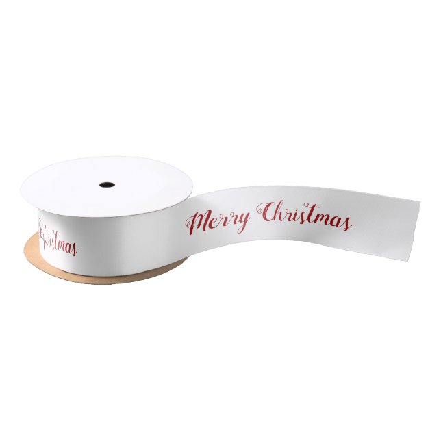 Personalized Red White Merry Christmas Script  Satinband (Spule)