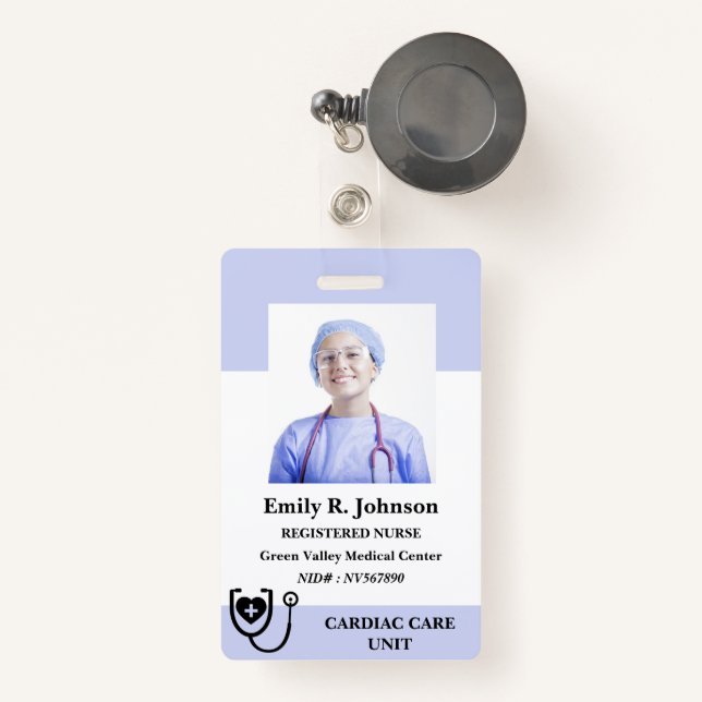 Personalized Registered  Nurse ID Badge Ausweis (Vorderseite mit Rechteck)