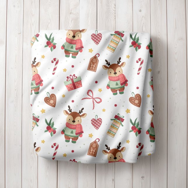 Personalized Reindeer Christmas Fleece Blanket (Von Creator hochgeladen)
