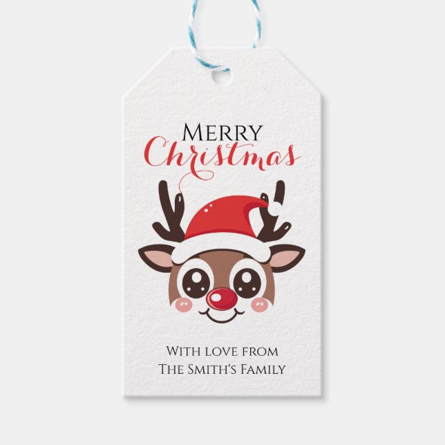 Personalized Reindeer Gift Tag – Custom Christmas  Geschenkanhänger (Vorderseite)