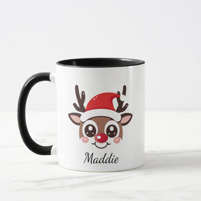 Personalized Reindeer Mug – Custom Christmas Gift Tasse (Links)