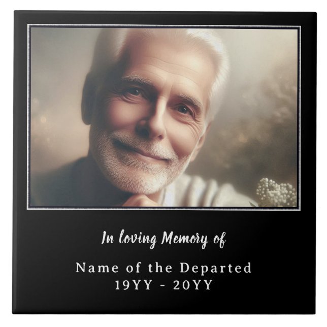 Personalized Remembrance Keepsake Photo Name Dates Fliese (Vorderseite)