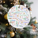 Personalized Repeating Name Christmas Colorful Keramik Ornament<br><div class="desc">Dieses Design entstand durch digitale Kunst, es kann in dem Bereich personalisiert sein, der durch das Ändern des Fotos oder das Hinzufügen eigener Wörter zur Verfügung gestellt oder angepasst wird. Kontaktieren Sie mich unter colorflowcreations@gmail.com , wenn Sie dieses Design für ein anderes Produkt haben möchten. Kaufen Sie meine originale abstrakte...</div>