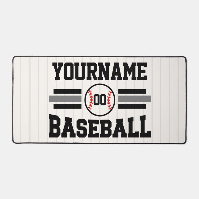 Personalized Retro Baseball Player NAME Team Schreibtischunterlage (Vorderseite)