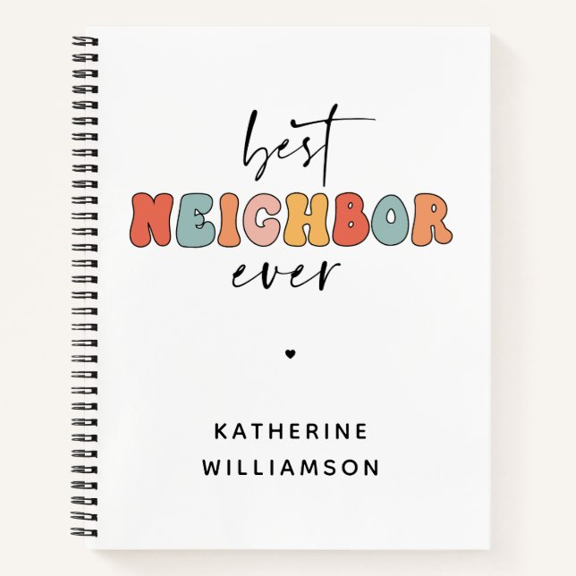 Personalized Retro Best Neighbor Ever Cute Notizbuch (Vorderseite)