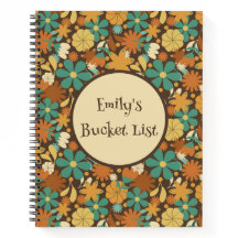 Personalized Retro Flower Power Spiral Journal