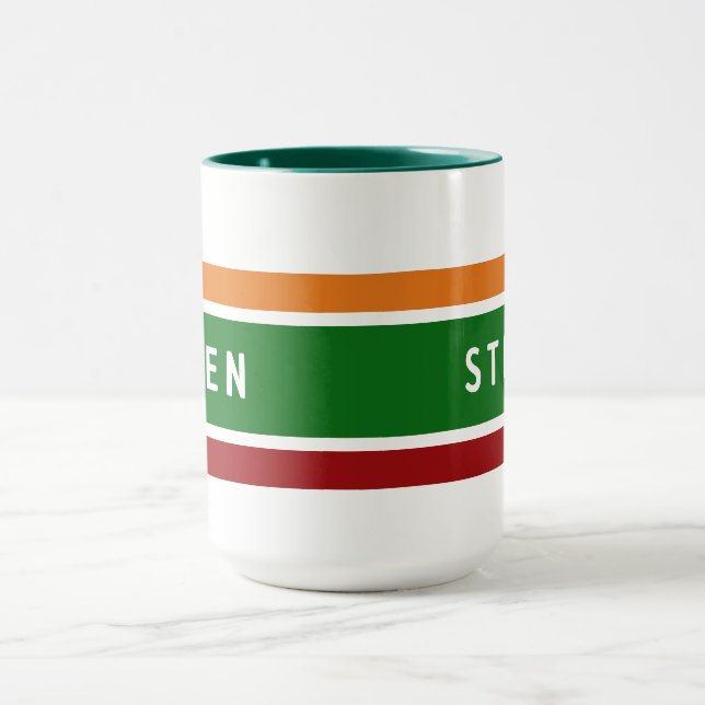 Personalized Retro Gas Station Name Coffee Gift Tasse (Zentrum)