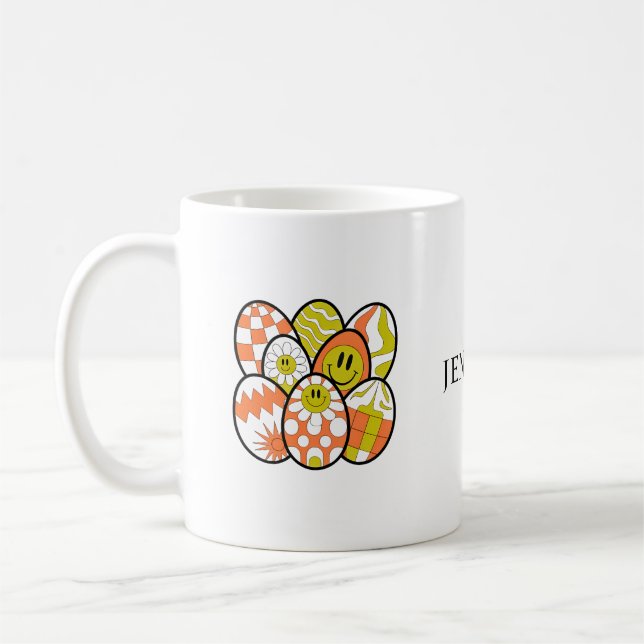 Personalized Retro Groovy Easter Egg Mug Kaffeetasse (Links)