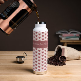 Personalized Retro Hearts Pink Burgundy Trinkflasche