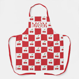Personalized Retro Red Cherry & Gingham Checkered Schürze