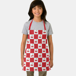 Personalized Retro Red Cherry & Gingham Checkered Schürze