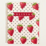 Personalized Retro Strawberry Polka Dot Vintage Planer<br><div class="desc">Strawberries are one of those happy, classic designs that instantly make people smile. This customized retro strawberry collection creates a style that is both nostalgic and modern by fusing a soft, traditional polka dot background with amusing vintage charm. Sweet, colorful strawberries are strewn throughout a delicate dotted pattern in this...</div>