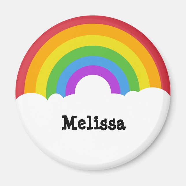 Personalized Retro Style Round Rainbow Magnet (Vorne)