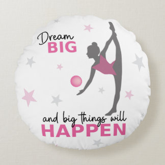 Personalized Rhythmic Gymnast Dream Big Round Pill Rundes Kissen