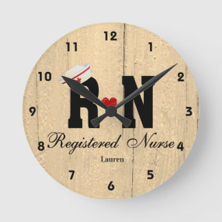 Personalized RN Nurse Hat Wood Acrylic Wall Clock Runde Wanduhr