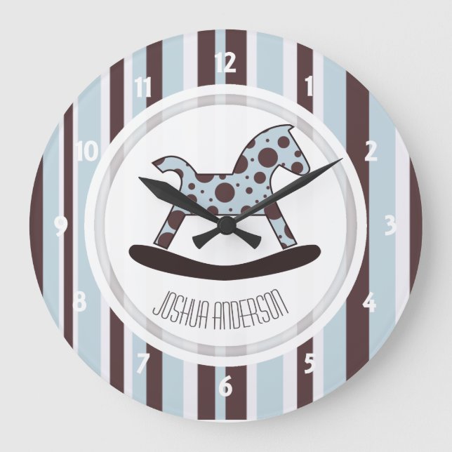 Personalized Rocking Horse Wall Clock Große Wanduhr (Vorderseite)