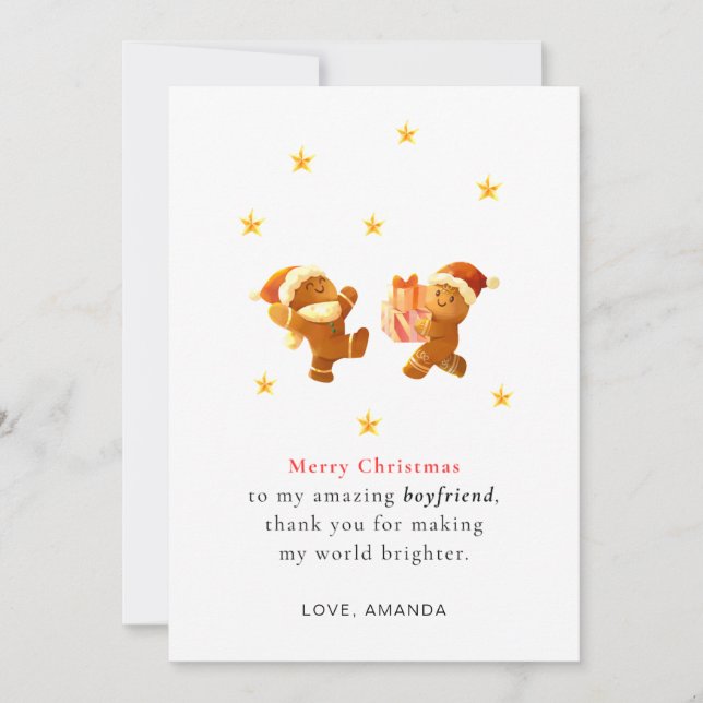 Personalized Romantic Boyfriend Christmas Card Feiertagskarte (Vorderseite)