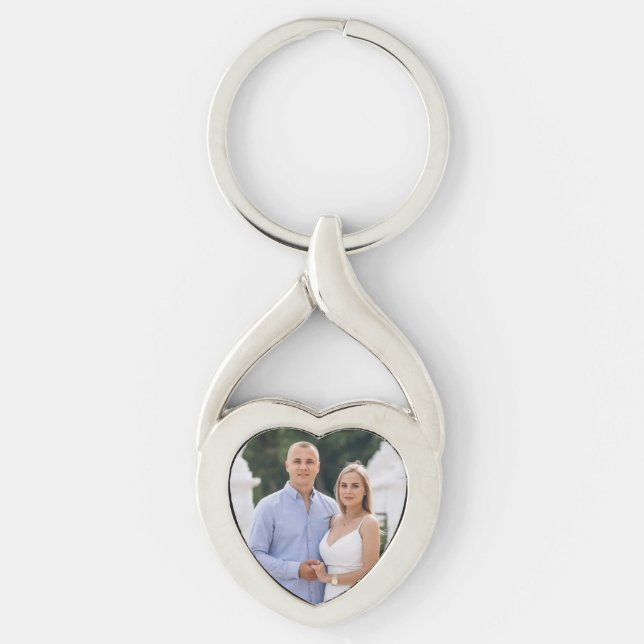 Personalized Romantic Couple Photo Heart Keychain Schlüsselanhänger (Vorderseite)