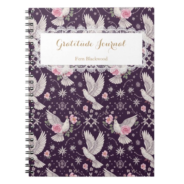 Personalized Romantic Maximalist Dove and Rose Notizblock (Vorderseite)