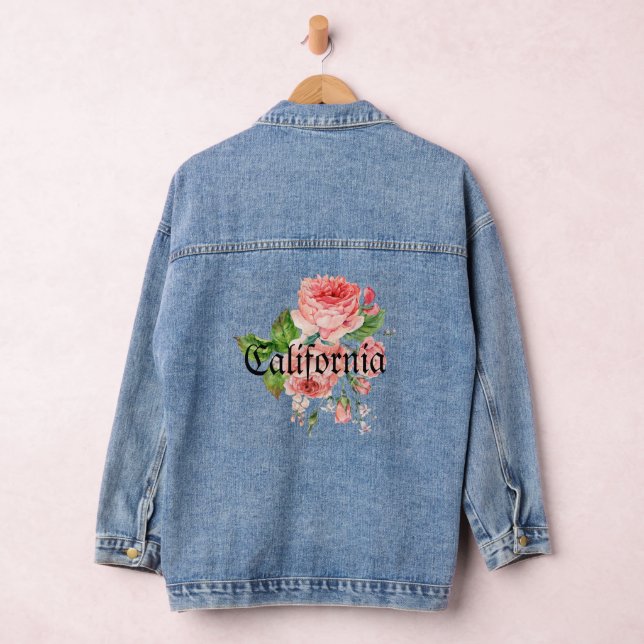 Personalized romantic roses pink California sweet Jeansjacke (Hangar)