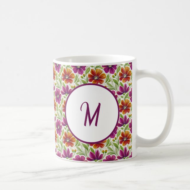 Personalized Romantic Spring Girly Flowers  Kaffeetasse (Rechts)