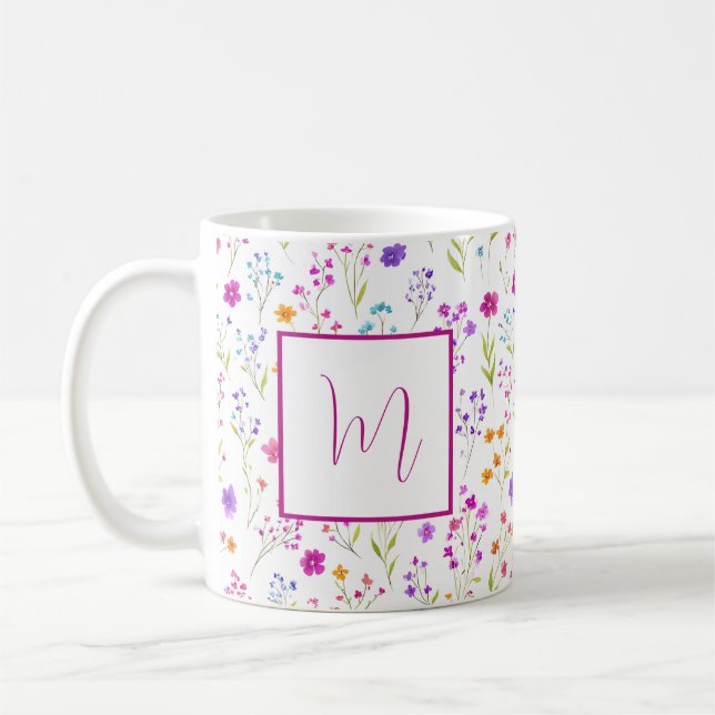 Personalized Romantic Spring Girly Flowers  Kaffeetasse (Links)