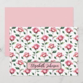 Personalized Rose Floral Botanical Note Card Mitteilungskarte