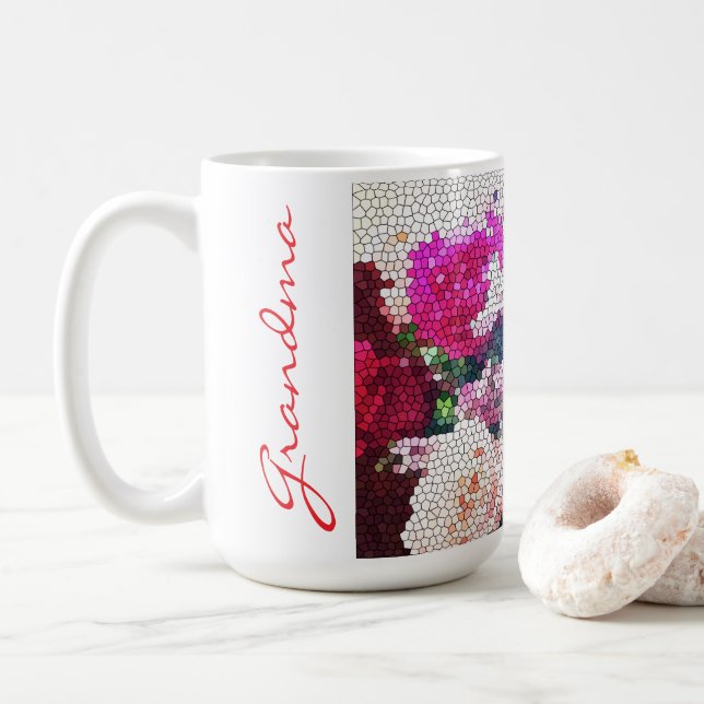 Personalized Rose Mosaic Coffee/ Tea Mug Kaffeetasse (Mit Donut)