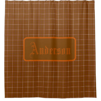 Personalized Rust Red Orange Plaid Shower Curtain Duschvorhang