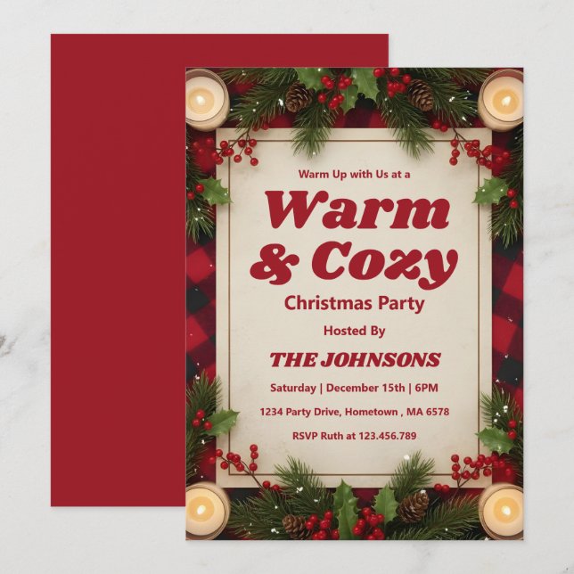 Personalized Rustic Cabin Christmas Party Einladung (Vorne/Hinten)