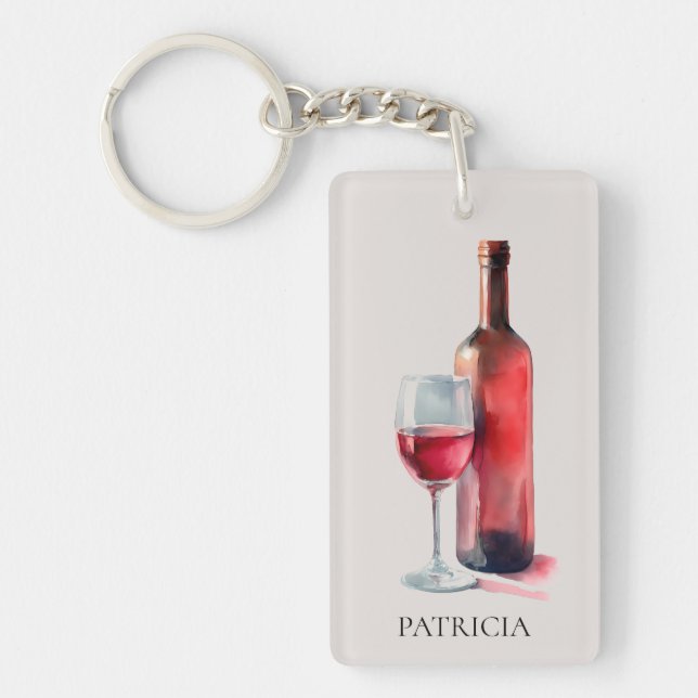 Personalized Rustic Watercolor Red Wine Glass (Devant)