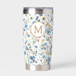 Personalized Rustic Wildflower Floral Monogram Thermobecher