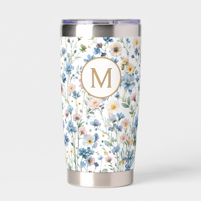 Personalized Rustic Wildflower Floral Monogram Thermobecher (Vorderseite)