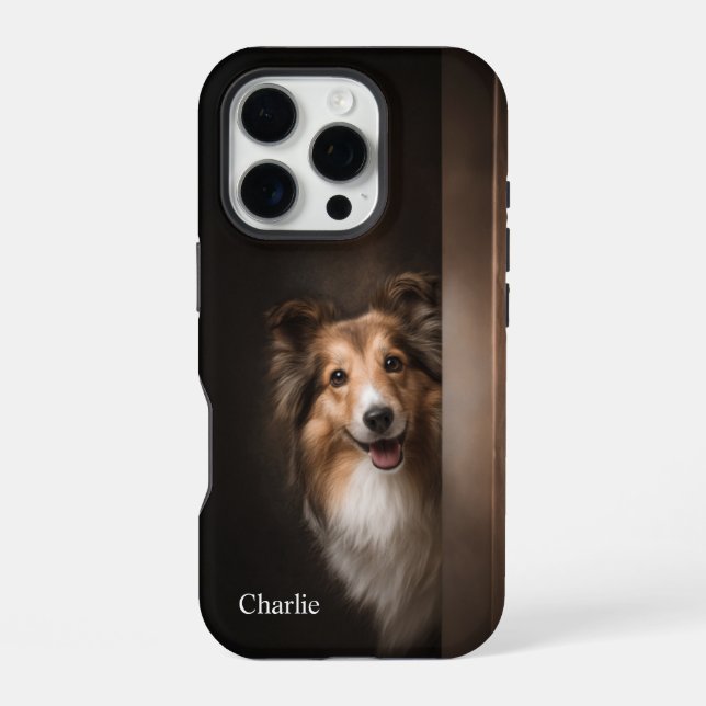 Personalized Sable Sheltie Portrait iPhone 16 Pro Hülle (Rückseite)