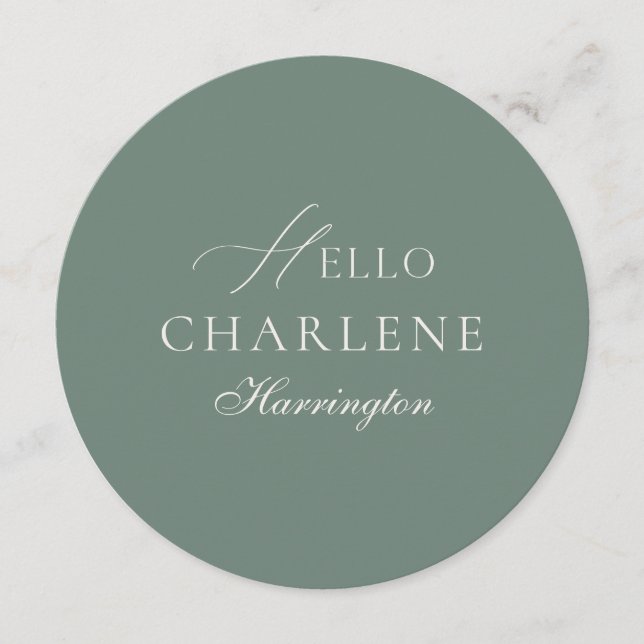 Personalized Sage Green Round Wedding Menu (Devant)