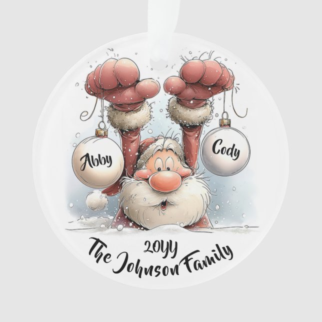 Personalized Santa in Snow Acrylic Ornament (Vorderseite)
