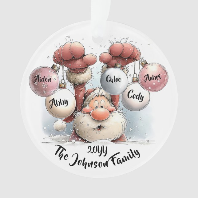Personalized Santa in Snow Acrylic Ornament (Vorderseite)