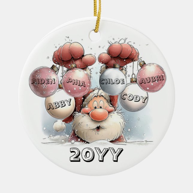 Personalized Santa in Snow Ceramic Ornament  (Vorne)