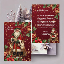 Personalized Santa Letter North Pole Cute Reindeer Feiertagskarte
