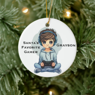 Personalized Santa's Favorite Video Gamer Keramik Ornament
