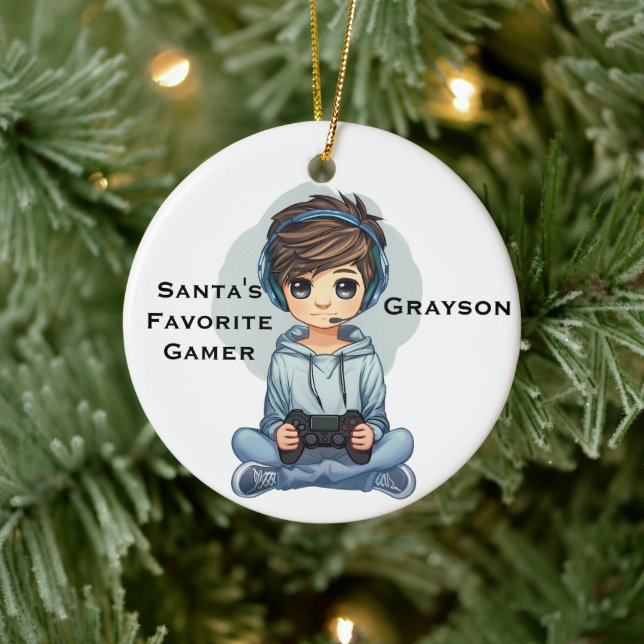 Personalized Santa's Favorite Video Gamer Keramik Ornament (Baum)