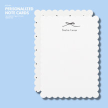 Personalized Scallop Edge Note Card with Bow
