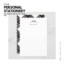 Personalized Scallop Edge Note Card with Bow Mitteilungskarte