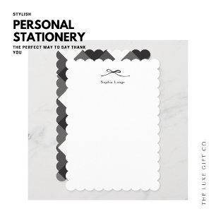 Personalized Scallop Edge Note Card with Bow Mitteilungskarte