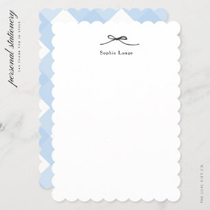 Personalized Scallop Edge Note Card with Bow Mitteilungskarte